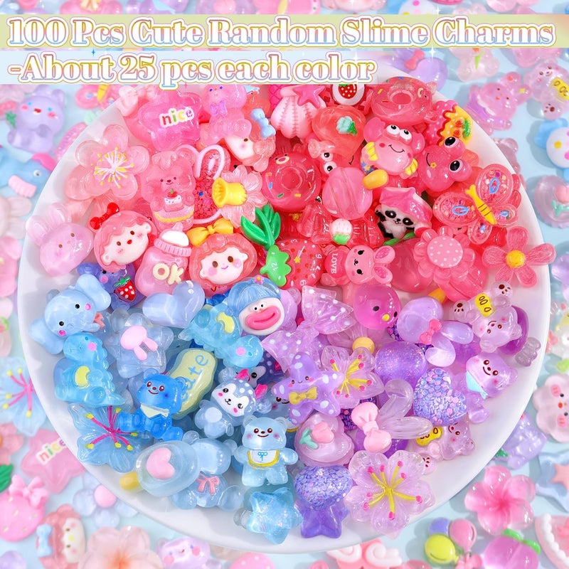 Glitzest 100PCS TINKRSTUFF Slime Charms Jelly Cute Flatback Resin Charms For Slime, Random Kawaii Decoden Charm for Embellishments Phone Junk Case Charms Bulk, Scrapbooking Crafting & DIY Decor(4 Color Series) - Image 4